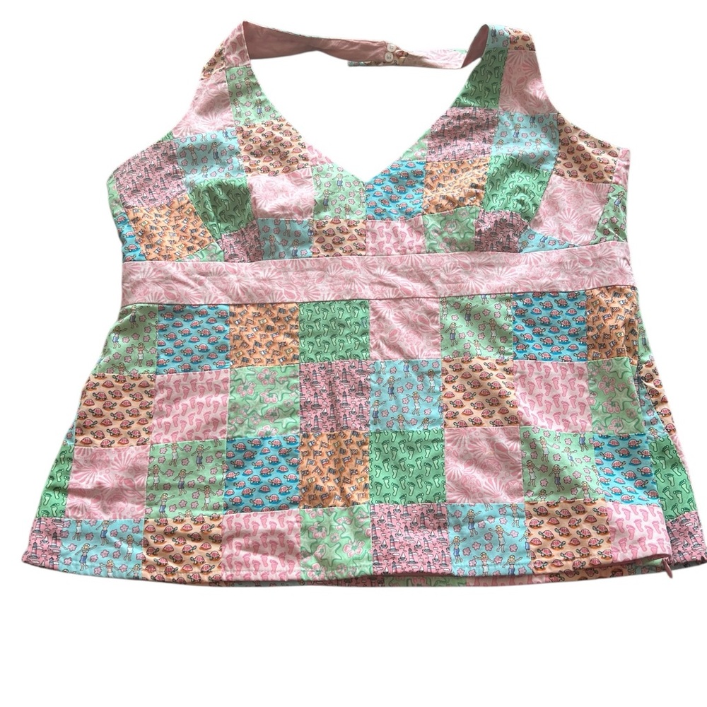 Vineyard Vines Colorful Patchwork Halter Top Size… - image 1